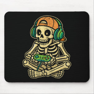 Funny Gamer Skeleton Gamer Teen Boys Video Gaming  Mouse Mat