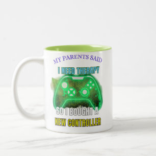 Funny Gamer Therapy Quote Controller Coffee Mug