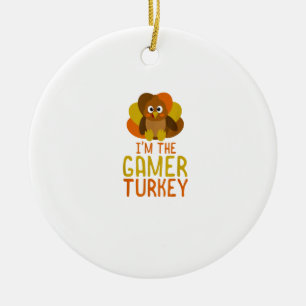 Funny Gamer Turkey Family Matching Thanksgiving  Ceramic Tree Decoration