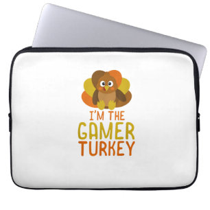 Funny Gamer Turkey Family Matching Thanksgiving Laptop Sleeve