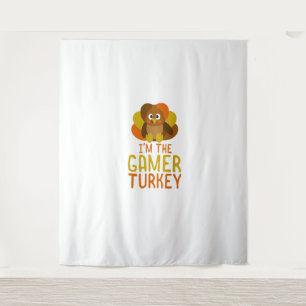 Funny Gamer Turkey Family Matching Thanksgiving  Tapestry