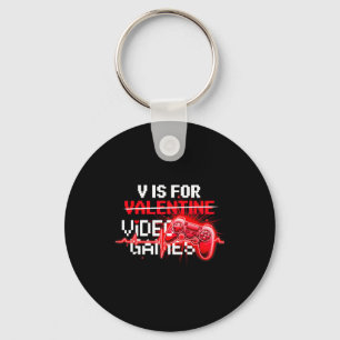 Funny Gamer V Is For Video Games Boys Men Tee Vale Key Ring