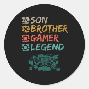 Funny Gamer Vintage Video Games For Boys Brother S Classic Round Sticker