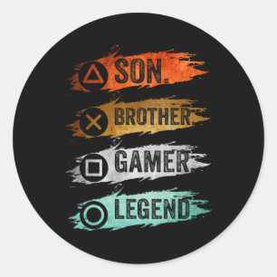 Funny Gamer Vintage Video Games For Boys Brother S Classic Round Sticker