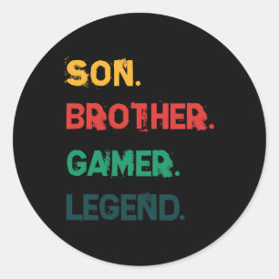 Funny Gamer Vintage Video Games For Boys Son Broth Classic Round Sticker