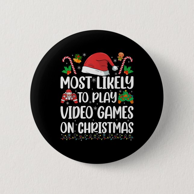 Funny Gamer Xmas Likely Play Video Games On Christ 6 Cm Round Badge (Front)