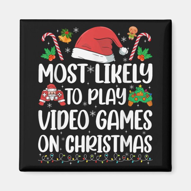 Funny Gamer Xmas Likely Play Video Games On Christ Magnet (Front)