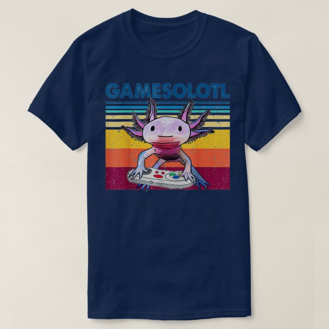 Funny Gamesolotl  Axolotl Fishes Playing Video Gam T-Shirt (Design Front)