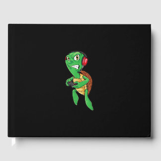 Funny Gaming Angry Sea Turtle Playing Video Games Guest Book