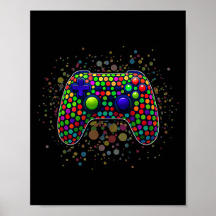Funny Gaming Controller Polka Dot Video Gamers Dot Poster