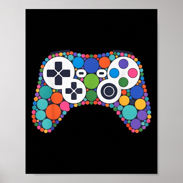 Funny Gaming Controller Polka Dot Video Gamers Dot Poster (Front)