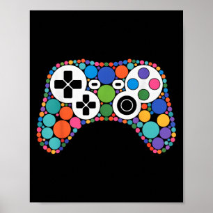 Funny Gaming Controller Polka Dot Video Gamers Dot Poster