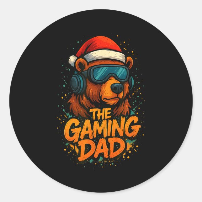 Funny Gaming Dad Christmas Outfit Gamer Gift  Classic Round Sticker (Front)