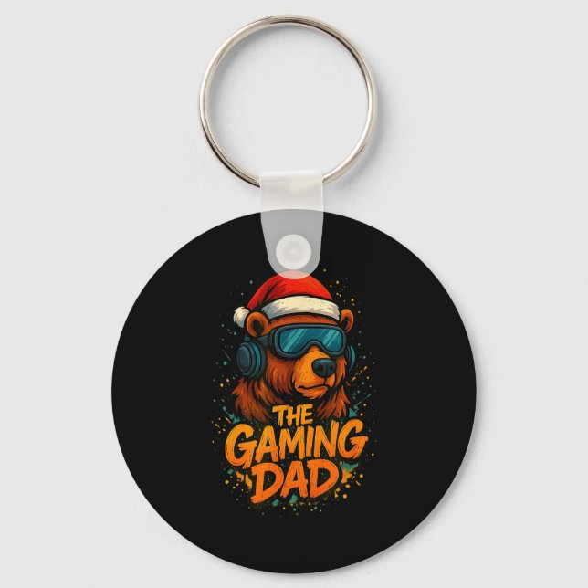 Funny Gaming Dad Christmas Outfit Gamer Gift  Key Ring (Front)