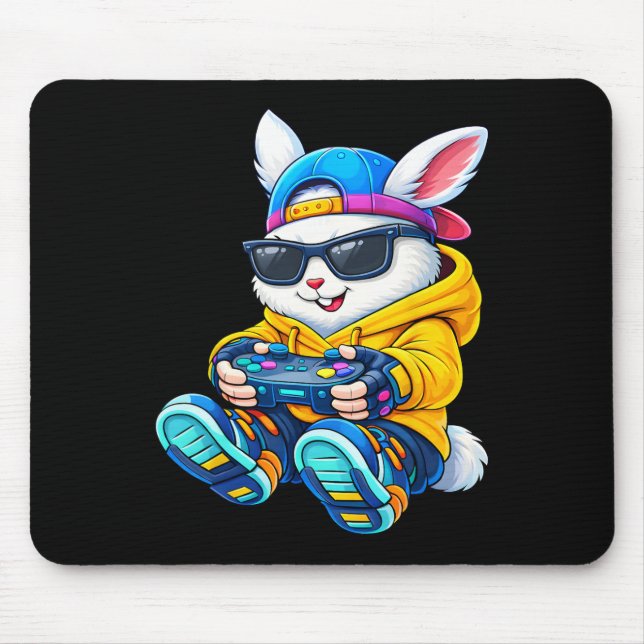 Funny Gaming Game Rabbit Easter Men Boy Kid  Mouse Mat (Front)