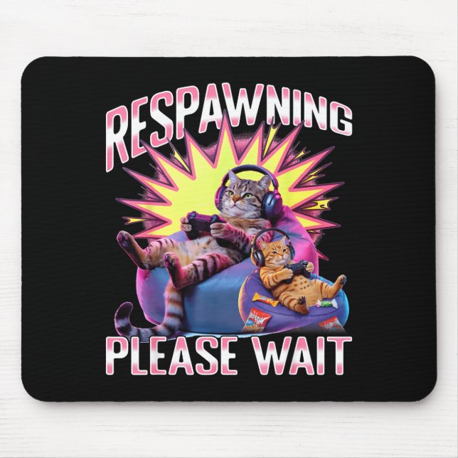 Funny Gaming Gamer Cat  Mouse Mat (Front)