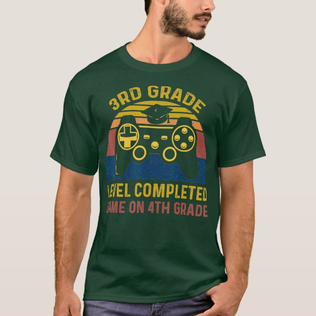 Funny Gaming Level Completed 3rd Grade Graduate T-Shirt (Front)