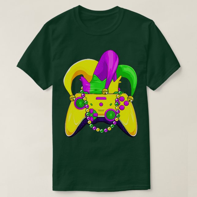 Funny Gaming Mardi Gras Video Game TShirt (Design Front)