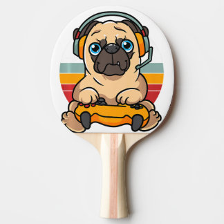Funny Gaming Pug Dog Pet Lover Gamer  Ping Pong Paddle