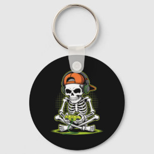 Funny Gaming Skeleton Halloween Skeleton Gamer Vid Key Ring