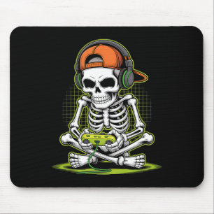 Funny Gaming Skeleton Halloween Skeleton Gamer Vid Mouse Mat