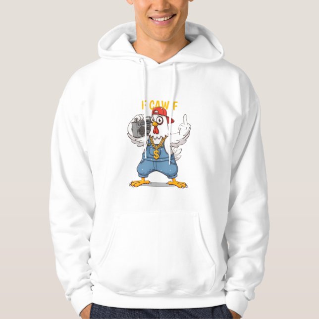 Funny Gangsta Chicken Hoodie F CAW F Hip Hop Style (Front)