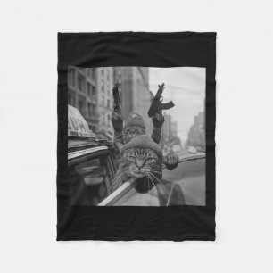 Funny Gangster Cat Thug Meme Street Lover Cats Fleece Blanket