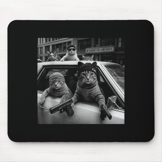 Funny Gangster Cats Men Women Lover Cat Street Gra Mouse Mat (Front)