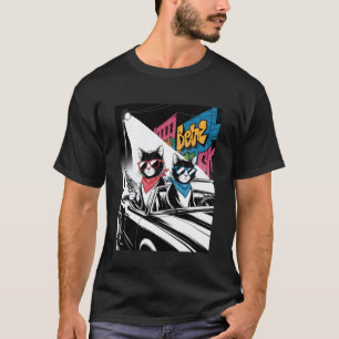 Funny Gangster Cats Street in a Car Gangsta Cool P T-Shirt