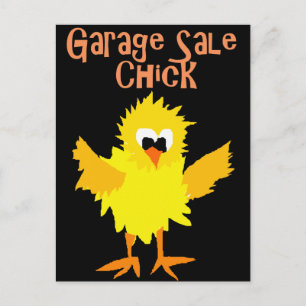 Funny Garage Sale Chick Cartoon Postcard