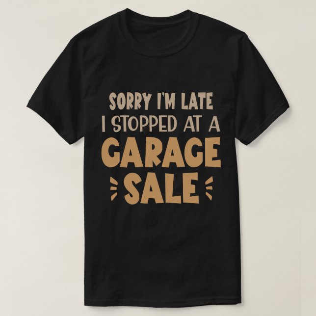 Funny Garage Sale T-Shirt, Black & Tan T-Shirt (Design Front)