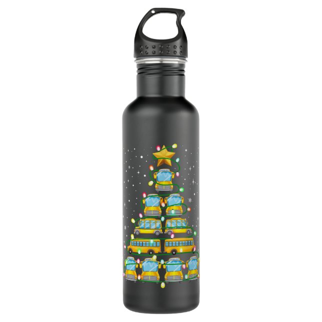 Funny Garbage Truck Christmas Tree Lights Xmas Kid 710 Ml Water Bottle (Front)