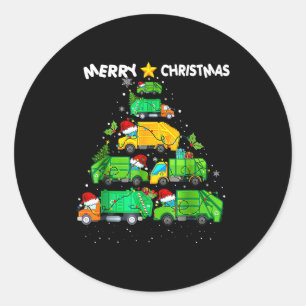 Funny Garbage Truck Christmas Tree Ornament Decor Classic Round Sticker