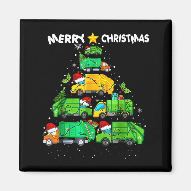 Funny Garbage Truck Christmas Tree Ornament Decor  Magnet (Front)