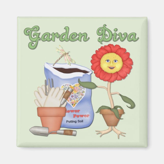 Funny Garden Diva Magnet (Front)