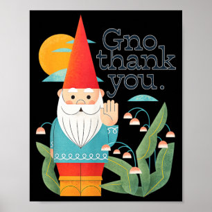 Funny Garden Gnome Pun Gno Thank You Vintage Humou Poster