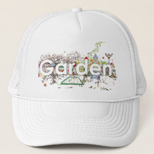 Funny Garden Lovers Colourful Word Art Cartoon Trucker Hat