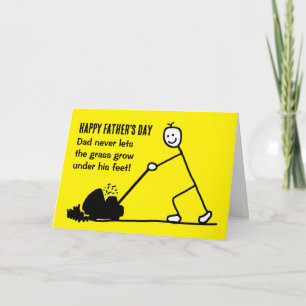 Funny Gardener Mowing Cartoon Father's Day Card