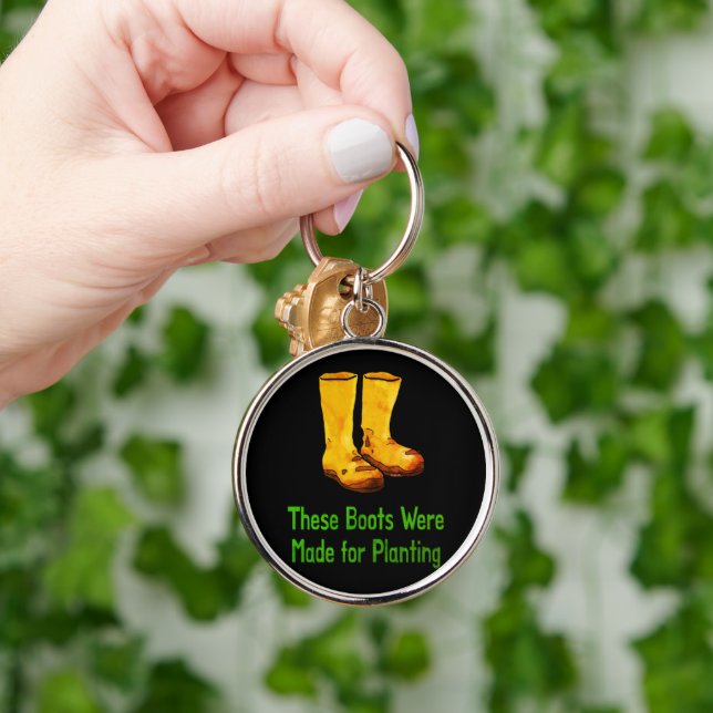 Funny Gardening Boots Made For Planting Key Ring (Hand)