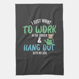 Funny Gardening - Gardening And Dog Tea Towel