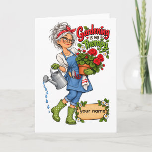 Funny Gardening Is My Therapy Personalised Gardene Card