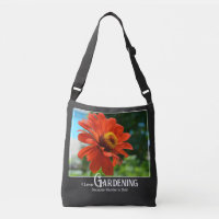 Funny gardening saying orange floral zinnia daisy