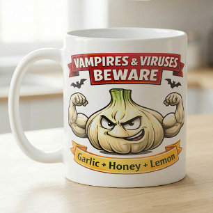 Funny Garlic Warning for Spooky Season Coffee Mug