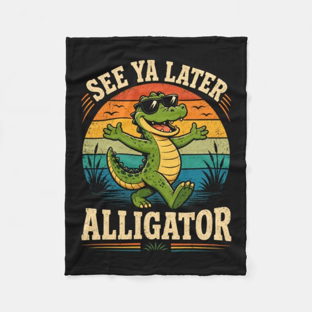Funny-Gator-Goodbye- Fleece Blanket (Front)