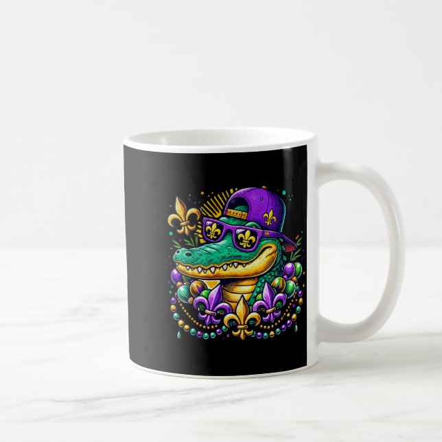 Funny Gator Mardi Gras  Coffee Mug (Right)