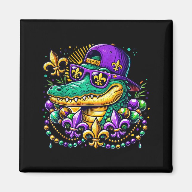 Funny Gator Mardi Gras  Magnet (Front)