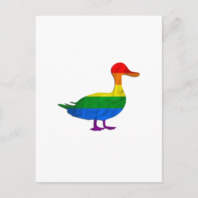 Funny Gay and Lesbian Pride Duck, Quack Quack Postcard (Front)