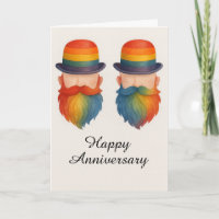 Funny Gay Beard Couple Anniversary Rainbow Prider