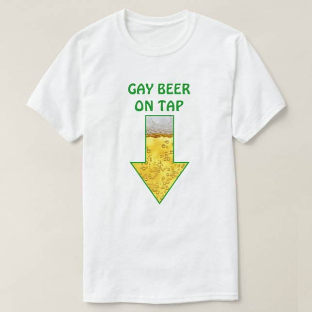 Funny Gay Joke Beer Party Club T-Shirt (Design Front)