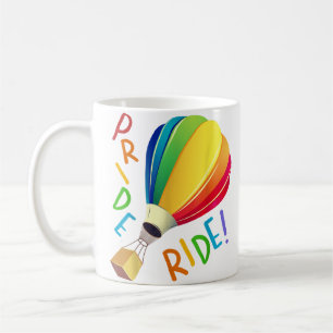 Funny Gay Pride Hot Air Balloon Rainbow Ride Gays Coffee Mug